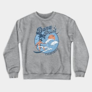 1970s Vintage Surfing Dana Point, California Retro Sunset // Old School Surfer // Surf California Crewneck Sweatshirt